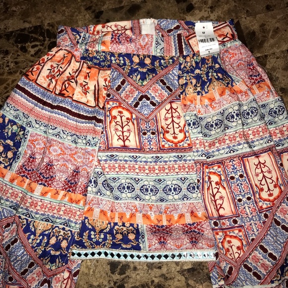 NWT LF Boho Maxi Mini Skirt Three Days Mixed Print - Picture 1 of 6